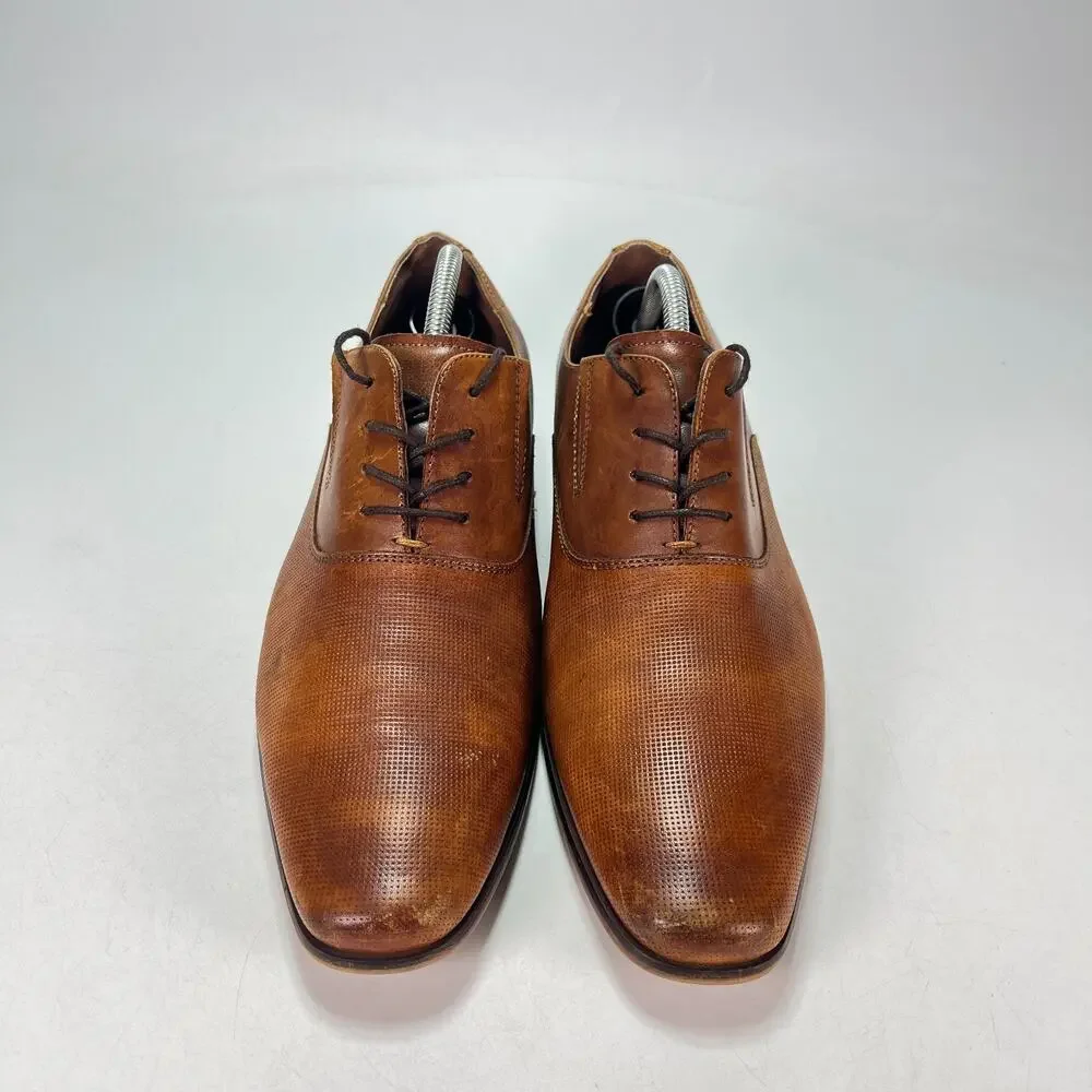 ALDO Oliliria Cognac Brown Tan Lace Up Leather Oxford Dress Shoes Men’s Size 9